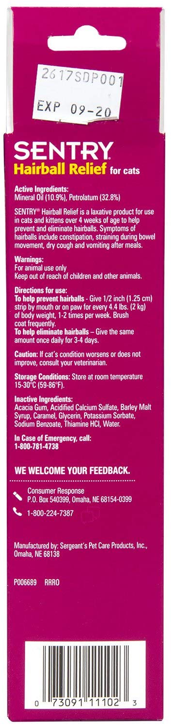Sentry PETROMALT HAIRBALL RELIEF For Cats 4.4 oz Malt Flavor - 10 Pack