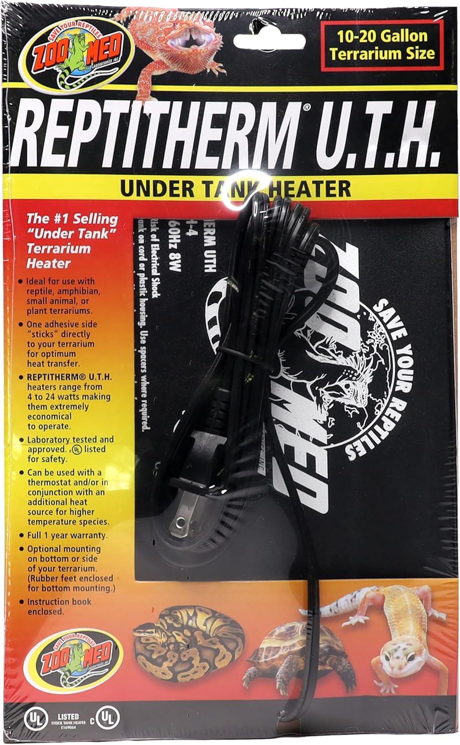 Zoo Med ReptiTherm Under Tank Heater UTH 10-20 Gallon 10-Pack