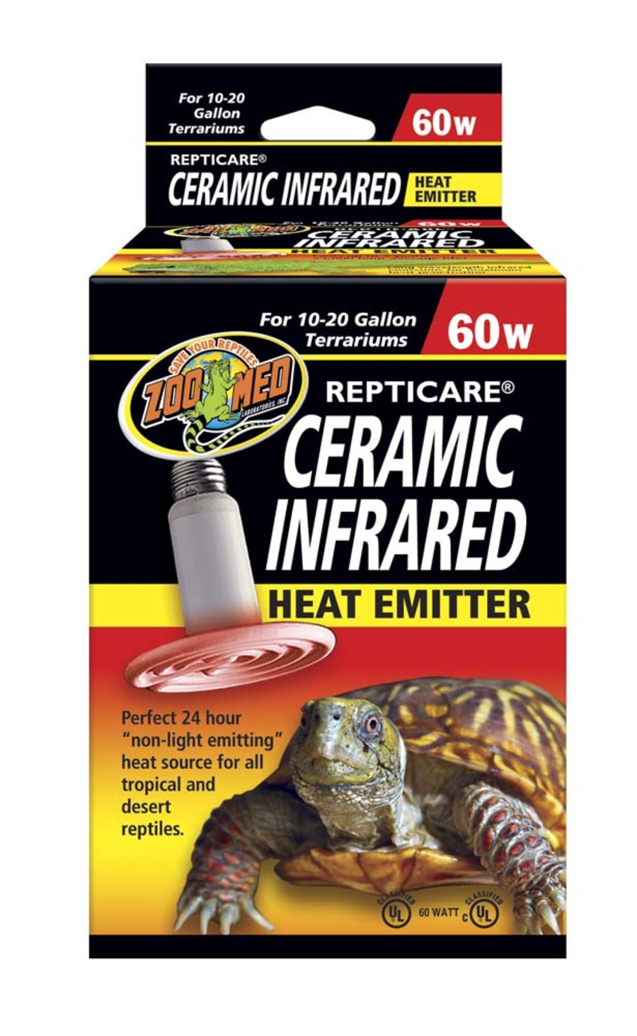 Zoo Med 60 Watt Ceramic Heat Emitter 24 Hour Heat 10-20 Gal. Terrarium – 3 Pack
